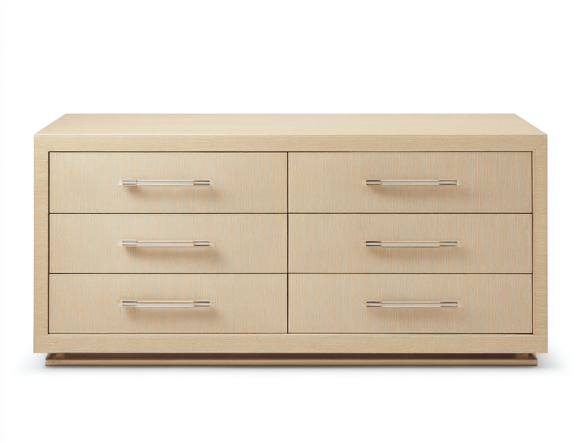 Commode - Bois - Métal - 157 x 49 x 80 cm - Beige clair-Argenté - Style contemporain