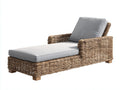 Bain de soleil - rotin tressé-tissu - 202 x 88 x 92 cm - naturel-gris clair - style contemporain