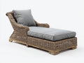 Bain de soleil - rotin tressé-tissu - 198 x 82 x 92 cm - naturel-gris - style rustique