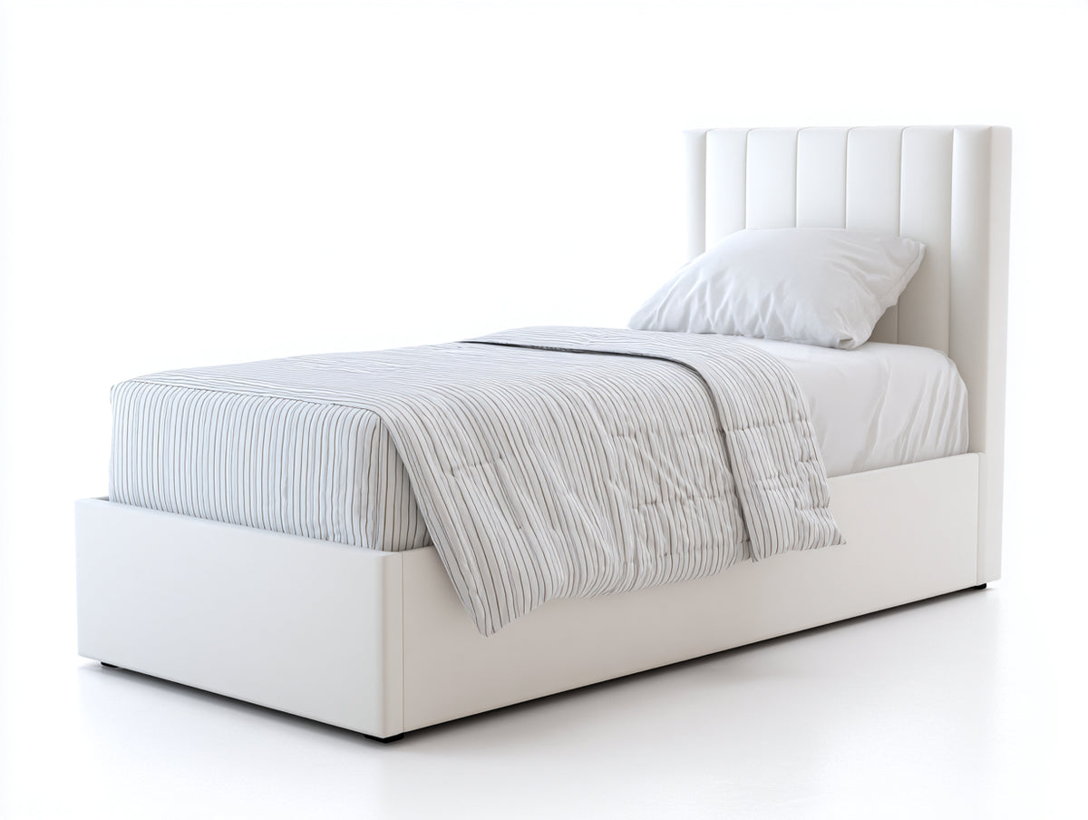 Lit simple - Similicuir - 213 x 103 x 120 cm - Blanc - Design moderne