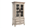 Bibliothèque-Bois-Verre-Métal-90 x 45 x 190 cm-Blanc vieilli-Style classique avec rangement