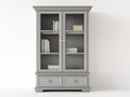 Bibliothèque-Bois-Verre-Métal-100 x 45 x 190 cm-Gris-Argenté-Style classique avec rangement