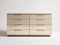Commode - Bois - Métal - 154 x 48 x 79 cm - Beige clair-Doré - Style contemporain