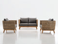 Canapé de jardin - rotin tressé-tissu-bois - 165x82x78 cm - naturel-gris - style contemporain