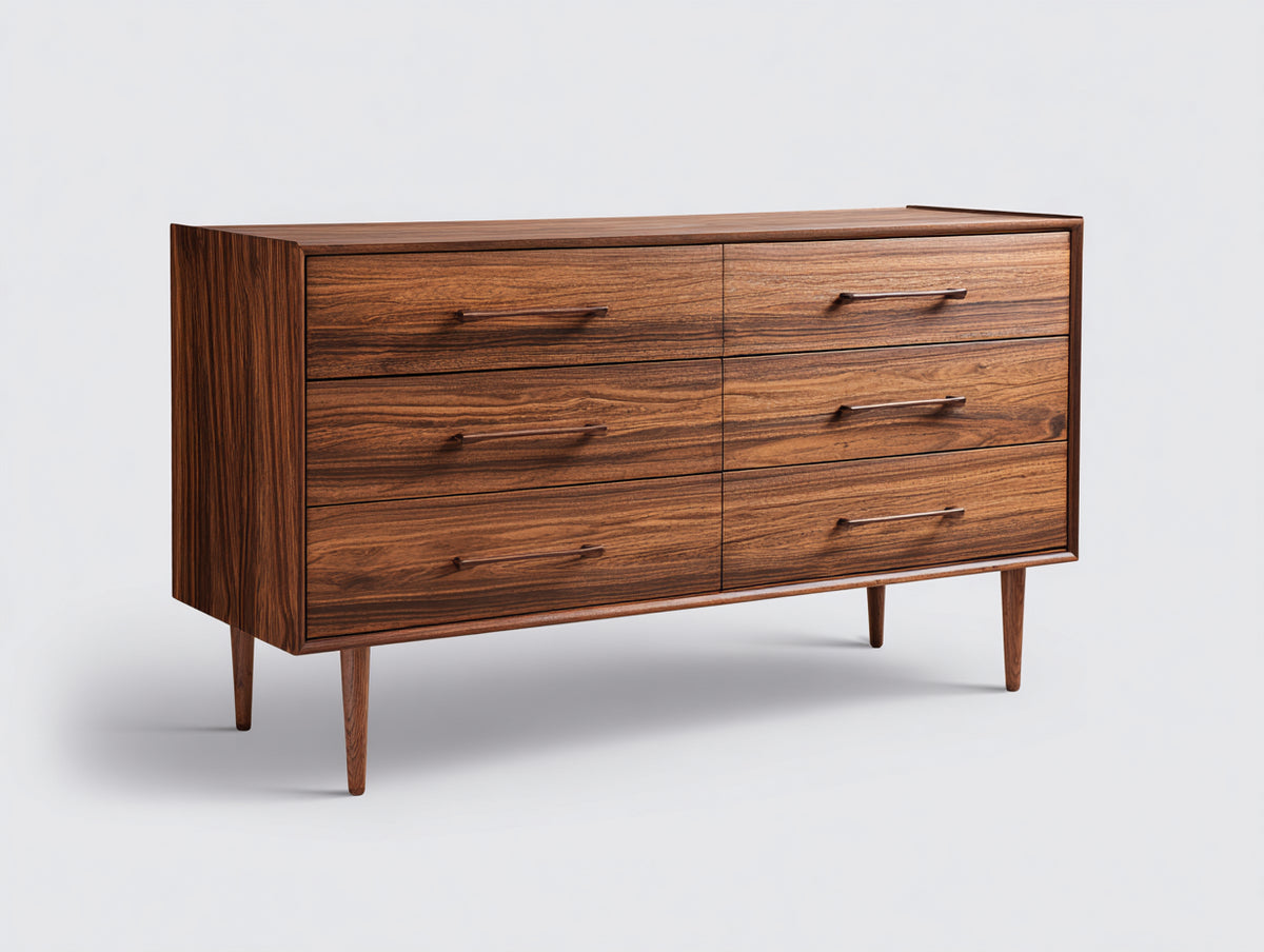 Commode - Bois - Métal - 140 x 45 x 80 cm - Marron - Style rétro moderne