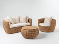 Canapé de jardin - rotin tressé-tissu-bois - 185x90x82 cm - naturel-crème - style bohème
