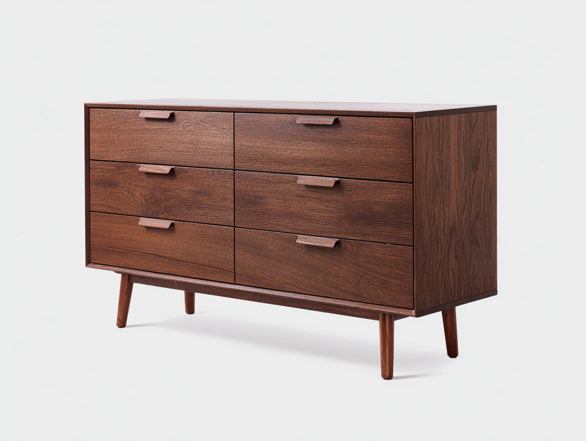 Commode - Bois - 143 x 45 x 82 cm - Marron - Style rétro moderne