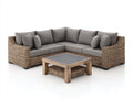 Canapé de jardin - rotin tressé-tissu-bois - 252x252x81 cm - naturel-gris - style contemporain