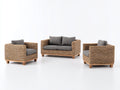 Canapé de jardin - rotin tressé-tissu-bois - 170x85x78 cm - naturel-gris - style contemporain
