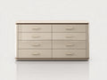 Commode - Bois - Métal - 150 x 48 x 80 cm - Ivoire-Doré - Style contemporain