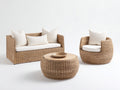Canapé de jardin - rotin tressé-tissu-bois - 180x88x78 cm - naturel-crème - style bohème