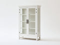 Bibliothèque-Bois-Verre-Métal-100 x 45 x 185 cm-Blanc-Noir-Style classique avec rangement