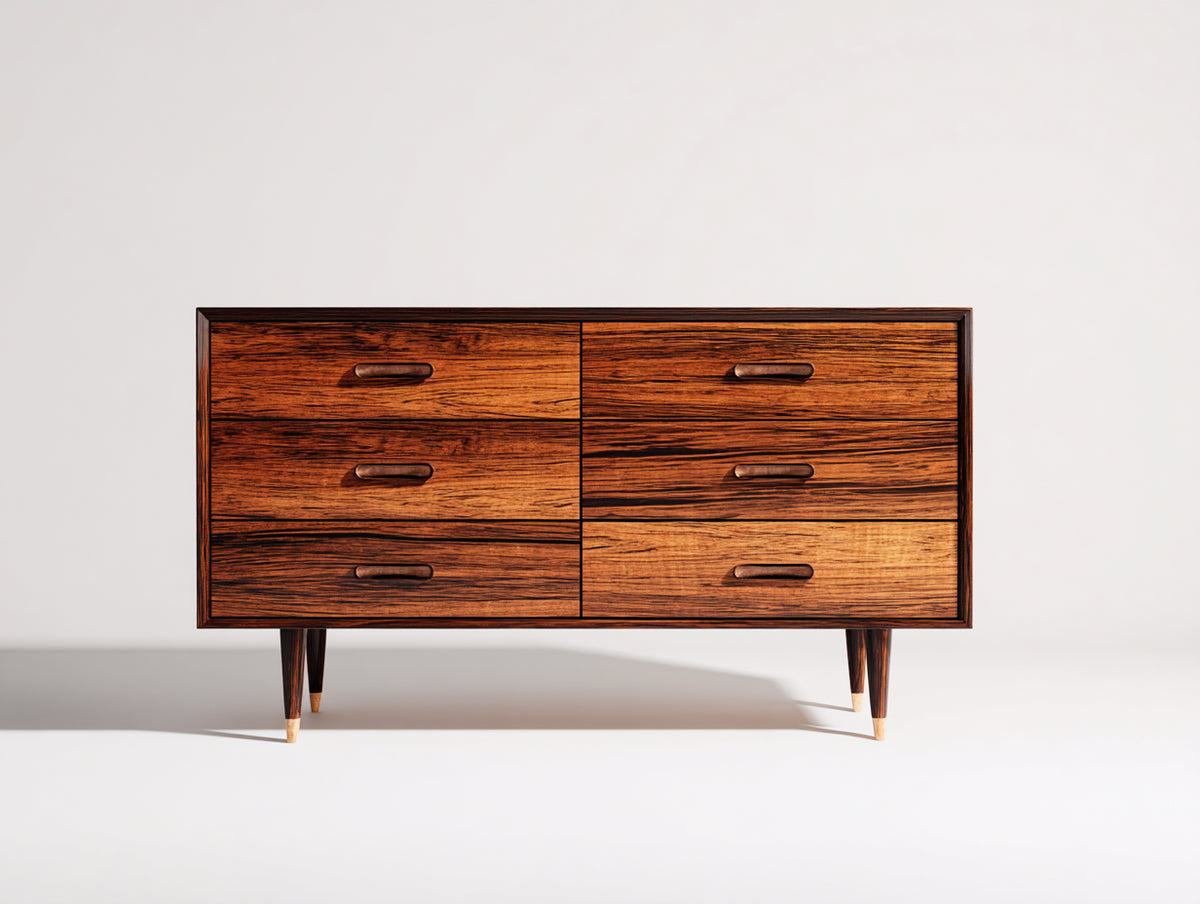 Commode - Bois - Métal - 148 x 44 x 79 cm - Marron - Style rétro moderne
