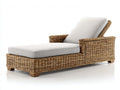 Bain de soleil - rotin tressé-tissu - 205 x 86 x 91 cm - naturel-blanc cassé - style moderne