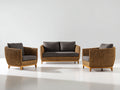 Canapé de jardin - rotin tressé-tissu-bois - 175x86x80 cm - naturel-gris foncé - style contemporain