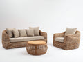Canapé de jardin - rotin tressé-tissu - 212x94x82 cm - naturel-beige - style bohème