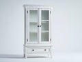 Bibliothèque-Bois-Verre-Métal-95 x 40 x 185 cm-Blanc vieilli-Marron-Style classique avec rangement