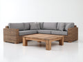 Canapé de jardin - rotin tressé-tissu-bois - 260x189x81 cm - naturel-gris - style rustique