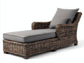 Bain de soleil - rotin tressé-tissu - 200 x 84 x 93 cm - brun foncé-gris - style contemporain