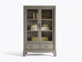 Bibliothèque-Bois-Verre-Métal-90 x 42 x 180 cm-Taupe-Argenté-Style classique avec rangement