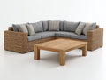 Canapé de jardin - rotin tressé-tissu-bois - 272x272x83 cm - naturel-gris - style rustique